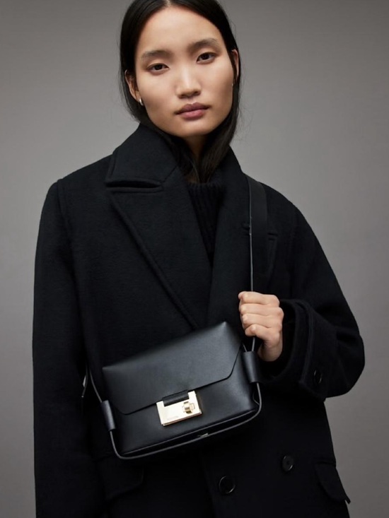 All Saints Handbags - AllSaints black and silver FRANKIE 3-IN-1 LEATHER CROSSBODY BAG